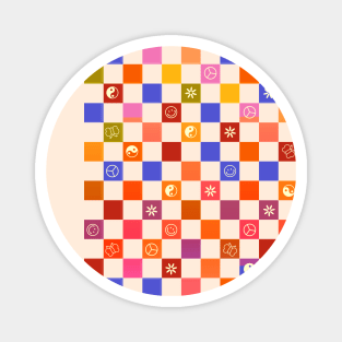 70s Retro Checkered Pattern Magnet